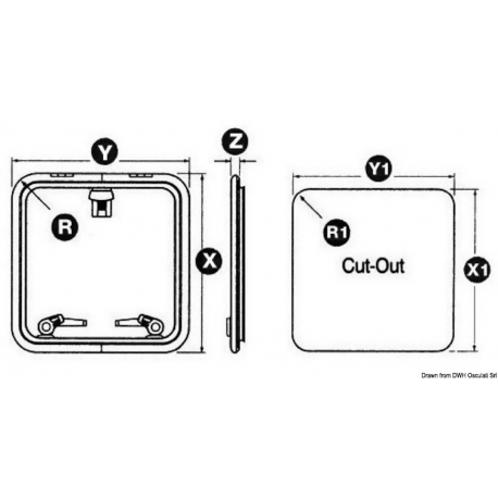 Trou d'homme Low Profile 30 avec bras - Lewmar