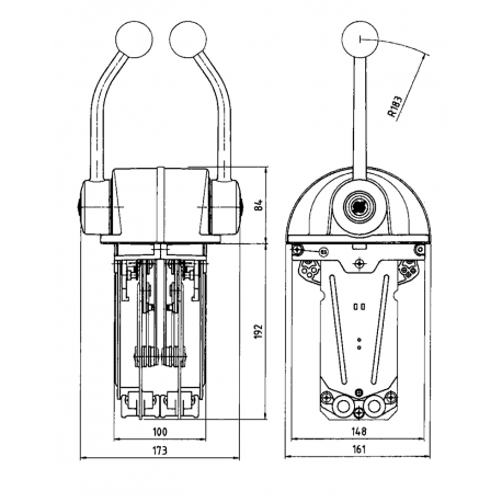 Boîtier de commande à double levier B322S - Ultraflex