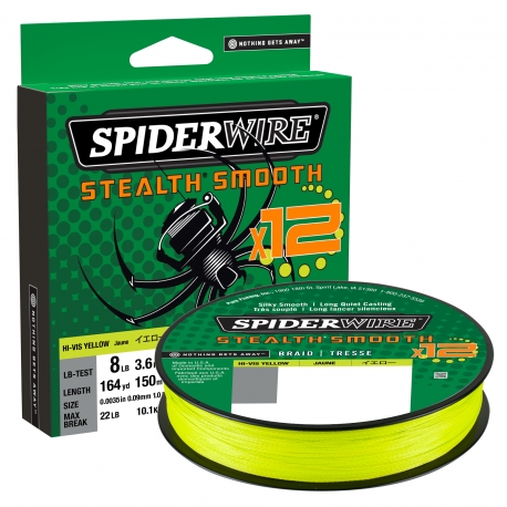 SpiderWire Stealth Smooth 12 Tresse 0.07MM tressée 150M HVYEL