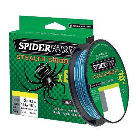 SpiderWire Stealth Smooth 8 Tresse 0.09MM tressée 150M BLCAM