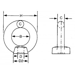 Boulon à œil femelle en acier inoxydable AISI 316 avec trou fileté 2