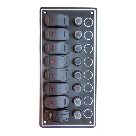 Panneau étanche avec 7 interrupteurs et 2usb
