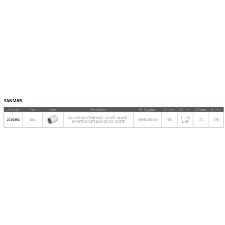 Filtre à huile yanmar 119593-35400