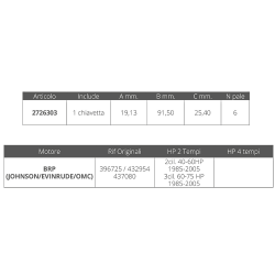 Roue johnson/ev. 2t 40-60hp 2