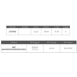Roue johnson/ev. 2t v4-v6 22,32mm