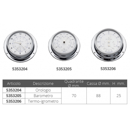 Horloge silence radio ø mm.88 laiton chromé