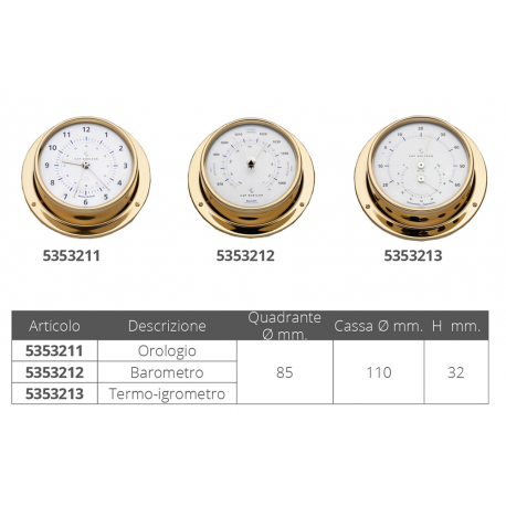 Thermo-hygromètre ø mm.110 laiton poli