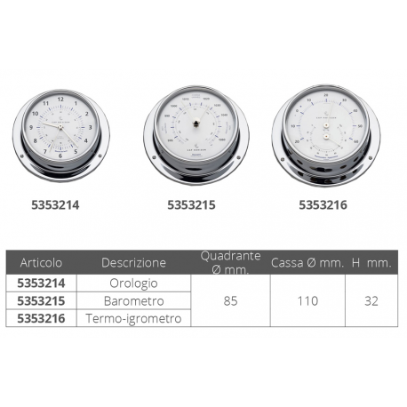 Thermo-hygromètre ø mm.110 laiton chromé