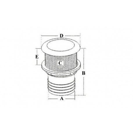 Décharge à la mer en acier inoxydable AISI 316 avec raccord cannelé.