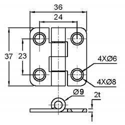 Charnière avec couvercle mm.36x37 2