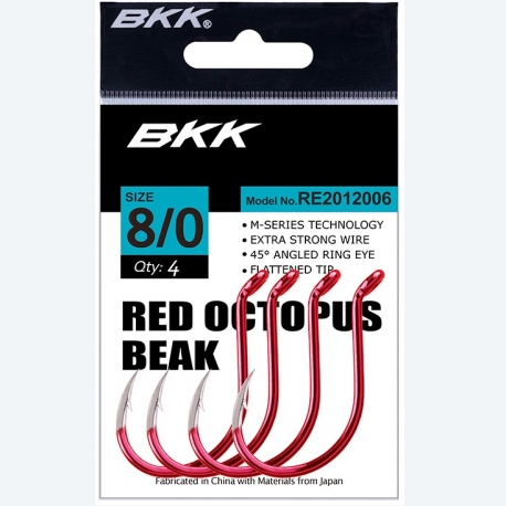 Hameçon de pêche rouge BKK Red Octopus Beak No.1/0
