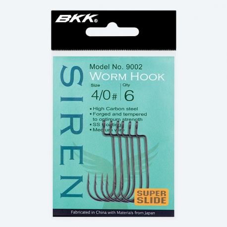 BKK Siren Worm Hook No.2/0 straight offset hook