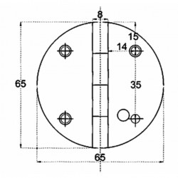 Charnière avec goujons en acier inoxydable AISI 316 poli miroir 2