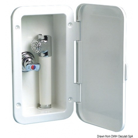 Cabine de douche avec douche à bouton-poussoir et mitigeur Mizar