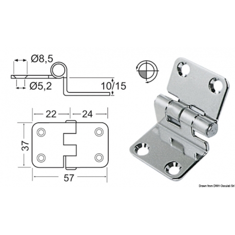 Charnière en porte-à-faux de 2 mm 20572