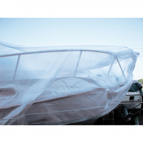 Bâche transparente avec élastique pour tauds de bateaux Couleur Transparent  Dimensions 6 x 50 m.
