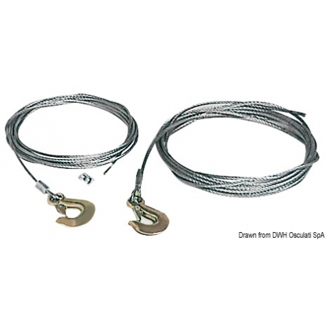 Câble métallique en acier avec crochet Ø 6 mm / 8,5 m pour alco, etc.  Treuil à corde manuel