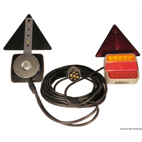 Kit d'éclairage triangulaire LED et câbles avec fixation magnétique 12/24 V