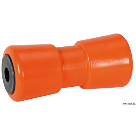 Rouleau simple 185 mm. Ø 81 mm. orange avec trou de Ø 21 mm.
