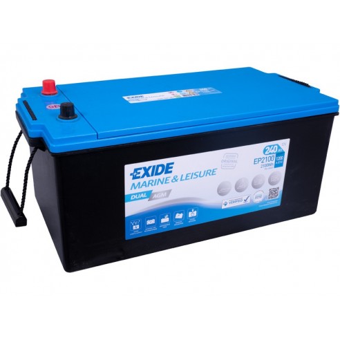 Exide Dual AGM 12 V 240 Ah Batterie de démarrage et de service EP2100