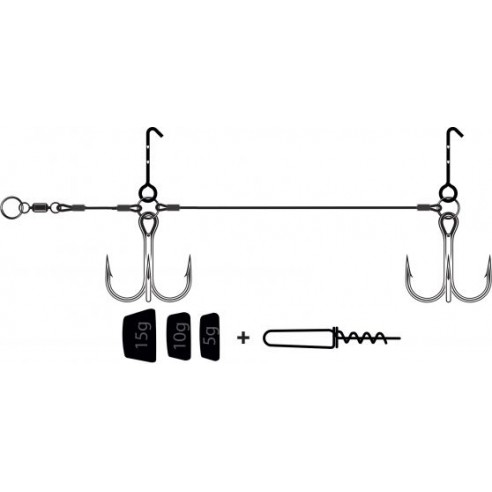 VMC Cavetto Pike Rig Light in acciaio con ami e piombi