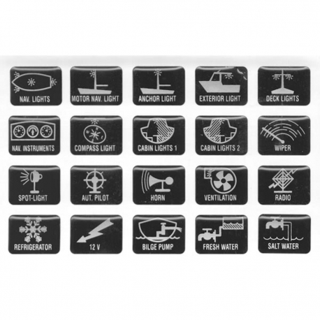 Série 20 symboles lenticulaires adhésifs pour consommateurs électriques pour bateaux